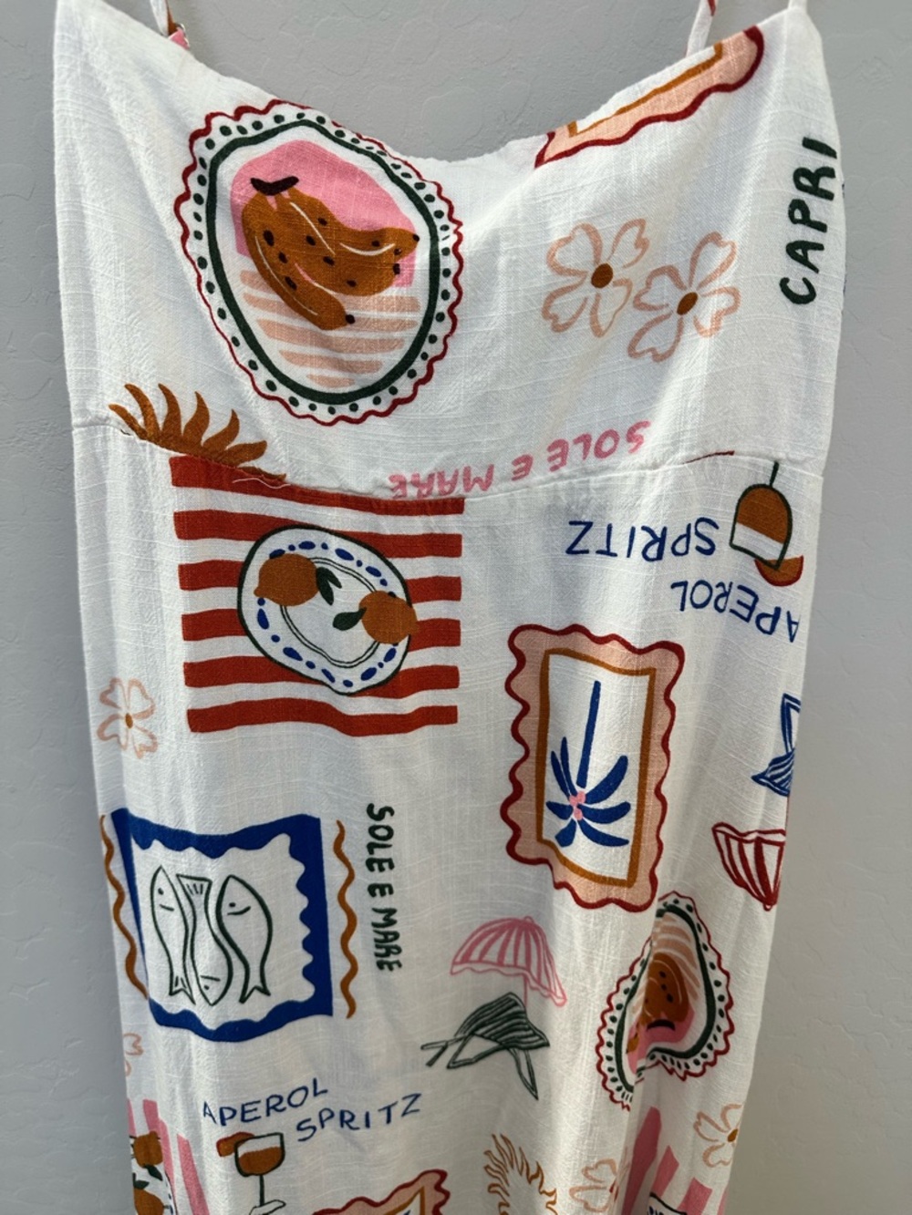 Label of Love Mediterranean Print Midi Dress Size Medium Capri Positano Summer - Picture 4 of 10